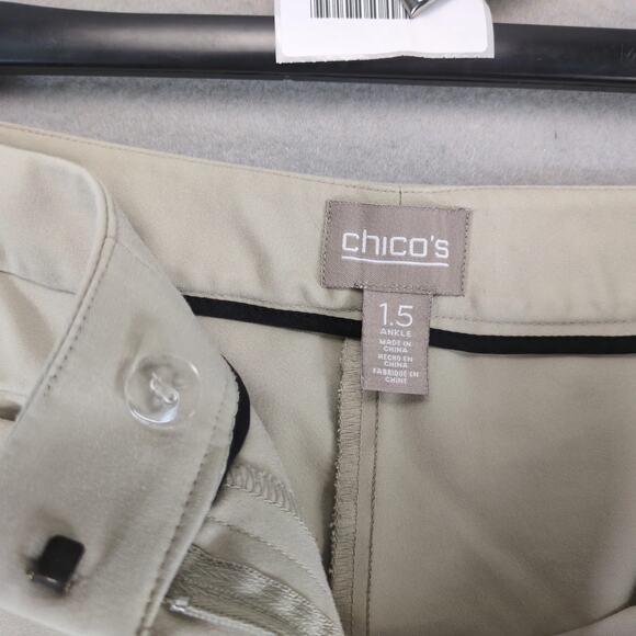 Chico's Flat Front Khaki Chino Ankle Pants Size 1.5= Women's M 10 Stretch 32x26 - Picture 7 of 10